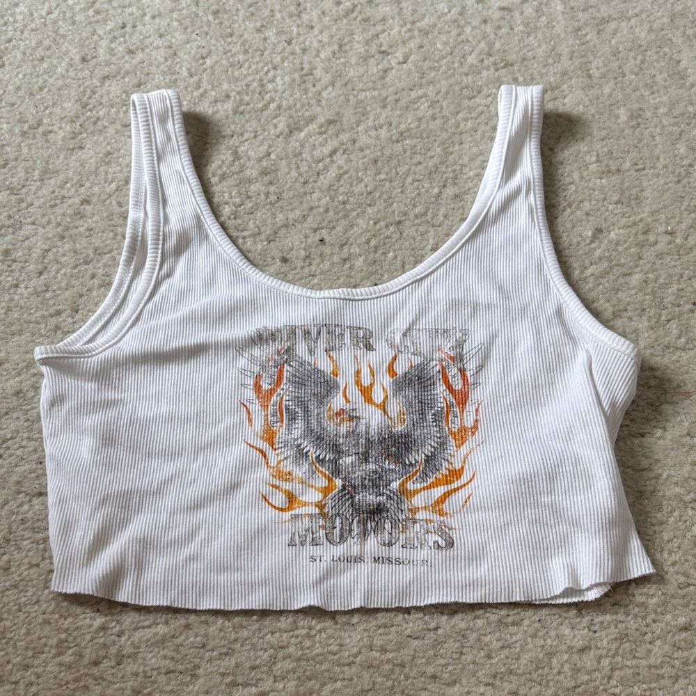 Garage White Graphic Tank Top